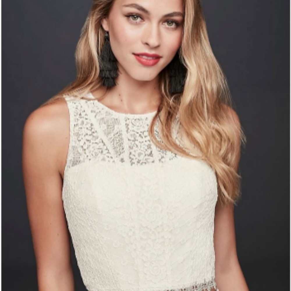 Galina NEW Ivory Sleeveless Lace Corset Crop Top Size 6 NWT
